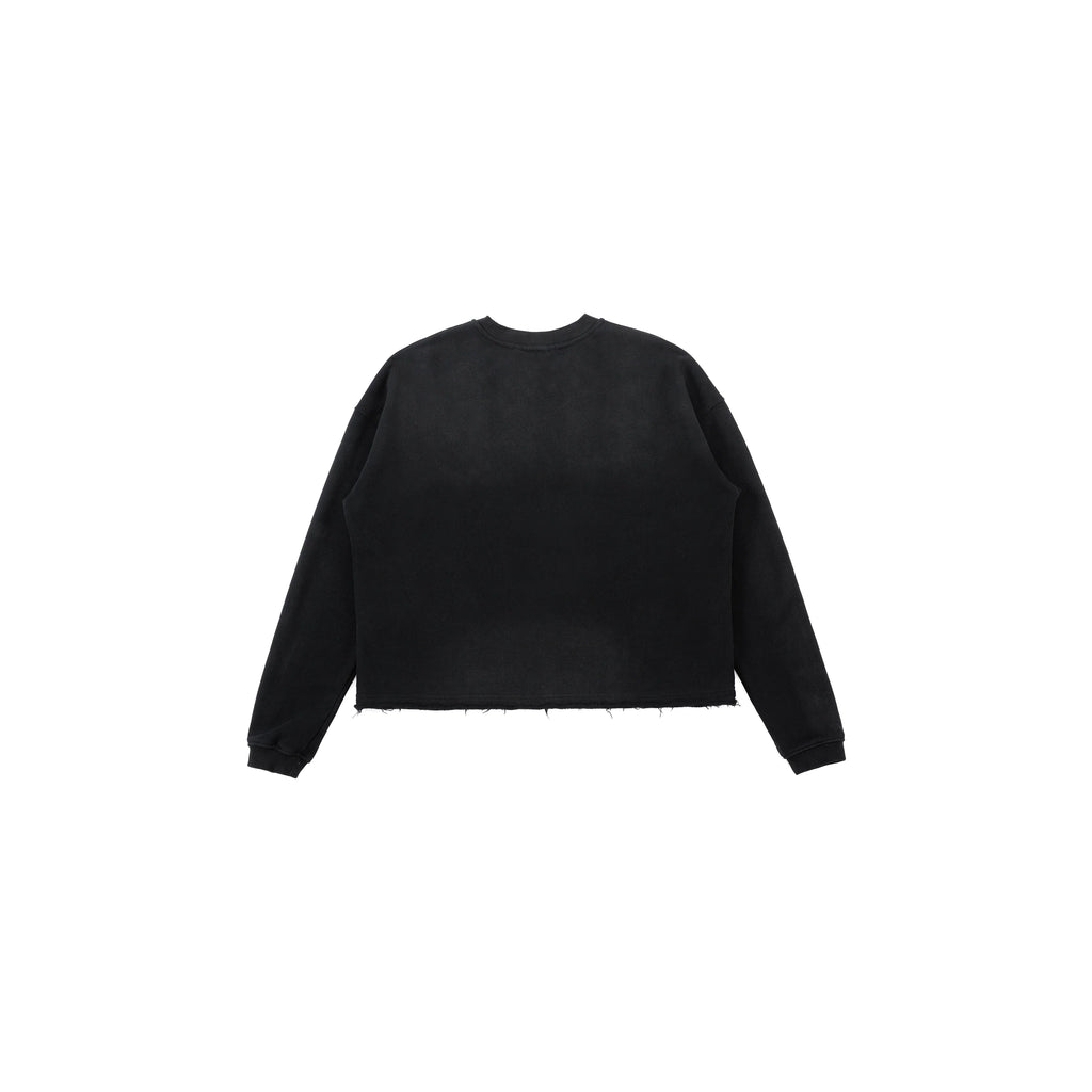 PLUS NO LOGO Old Damaged Hem Loose Edge Sweater