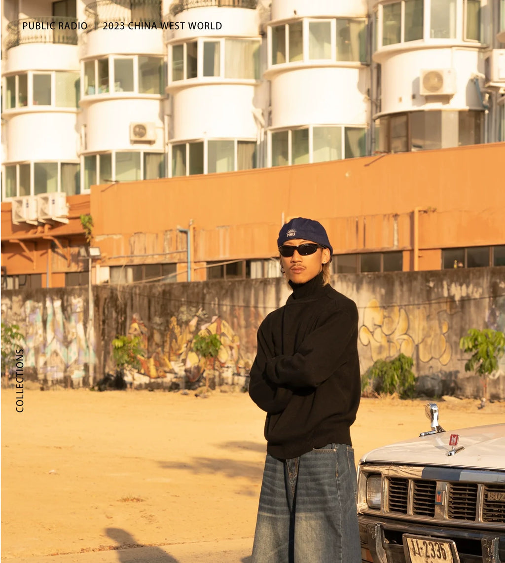 PUBLICRADIO Retro Silhouette Washed Denim Cropped Shorts