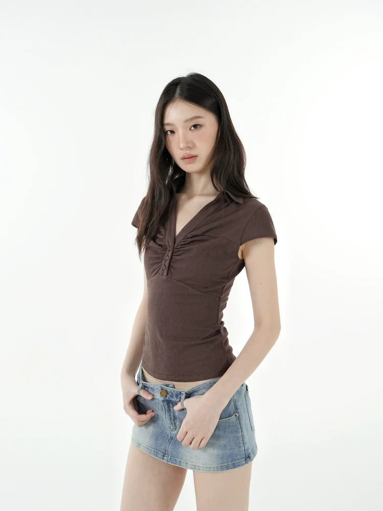 Jim Kennet Vintage Pleated Waist Shirt Knitted Top