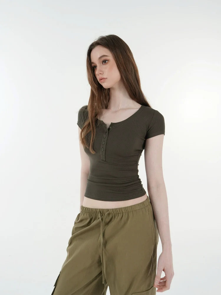 Jim Kennetu Collar Henry Collar Slim and Thin Tee