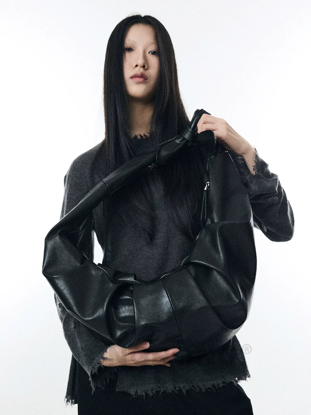 BINGBONG Simple Knotted Pleated Shoulder Messenger Bag