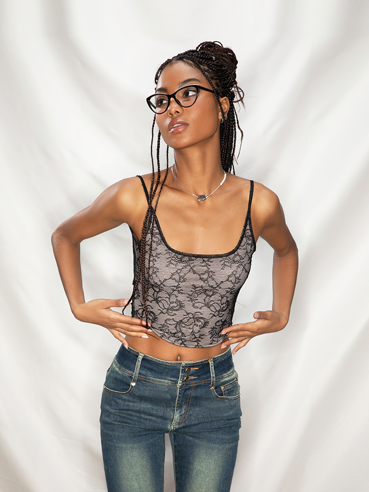 ABMY Vintage Spice Girl Lace Suspender Vest