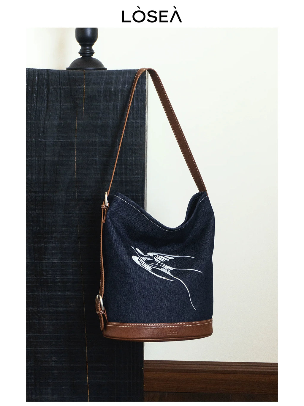 LOSEA Denim Bucket Shoulder Bag