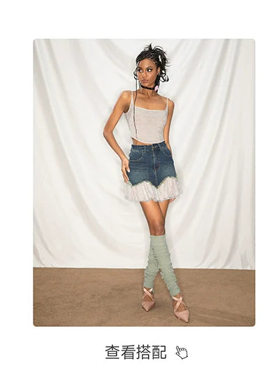 ABMY Vintage Spice Girl Lace Suspender Vest