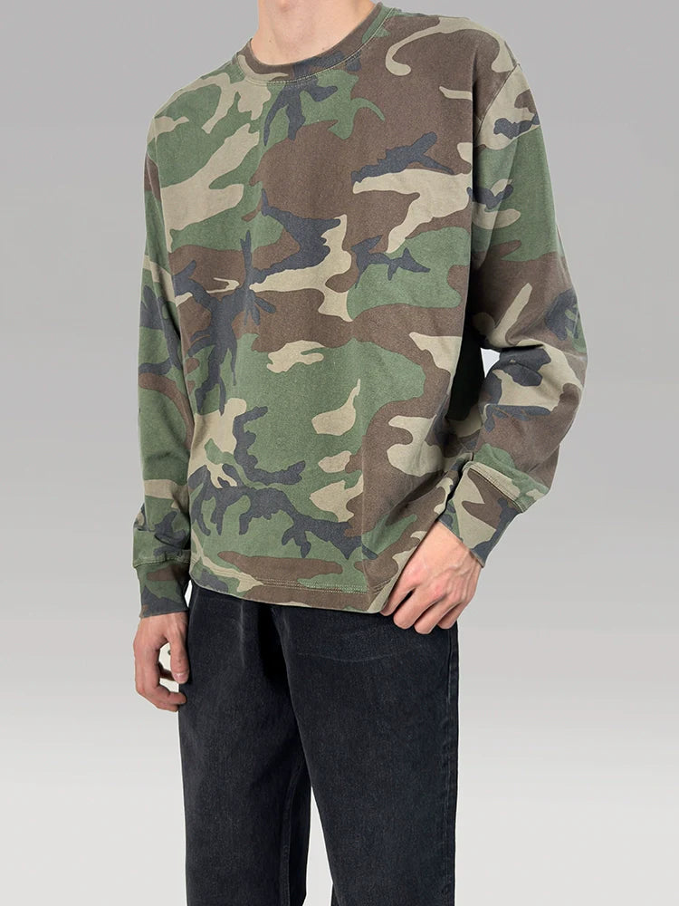 PLUS NO LOGO Small Neckline Short Wide Version Camouflage Long Sleeve