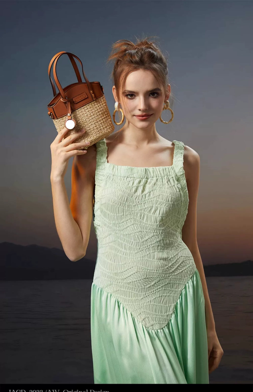JACD Woven Holiday Portable Messenger Bucket Bag