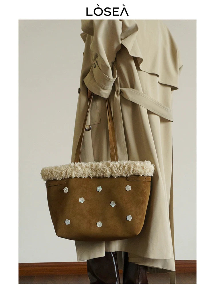 LOSEA Plush Large Capacity Tote Bag