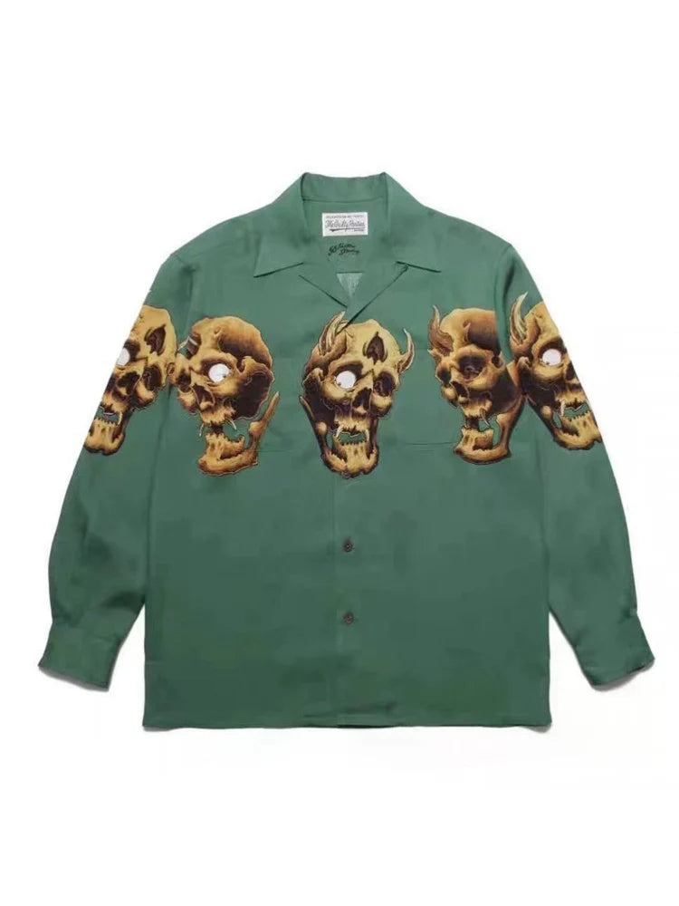 PUBLICRADIO Vintage Cuban Collar Long Sleeve Shirt