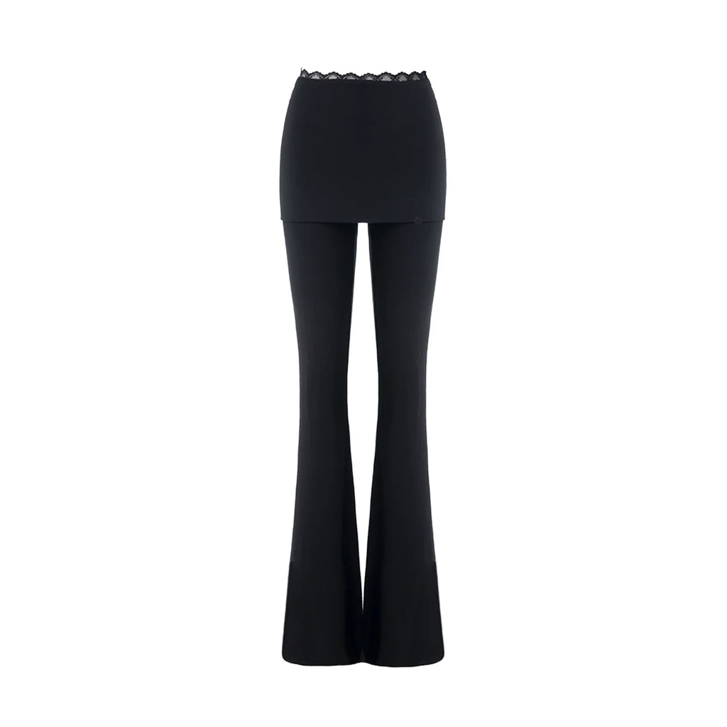 ABMY Lace Knitted Fake Two-piece Micro-stretch Slacks