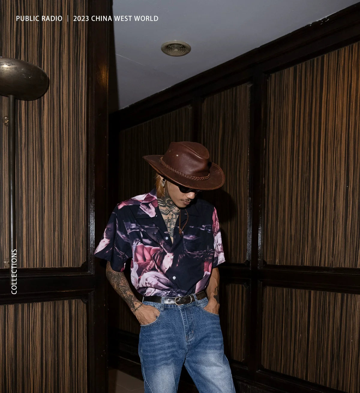 PUBLICRADIO Vintage Stitched Washed Denim Flared Pants