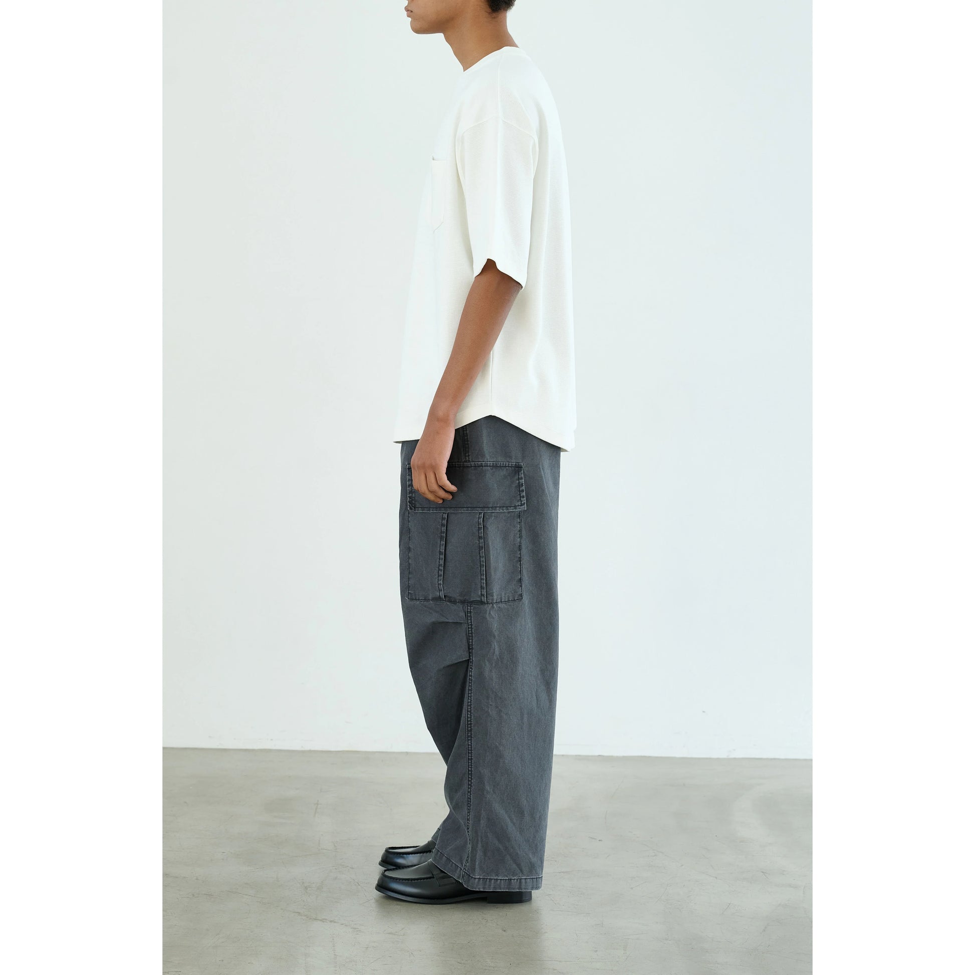 AnniehallT Curved Hem Waffle Blockbuster Pocket Tee