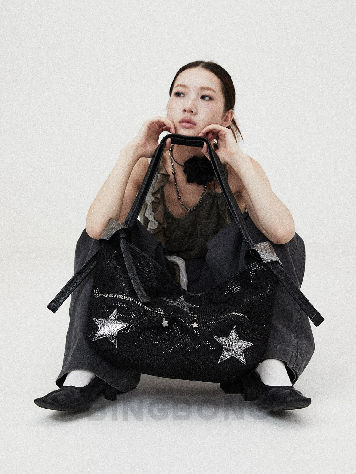 BINGBONG Retro Tote Bag Large Capacity Shoulder Messenger Bag