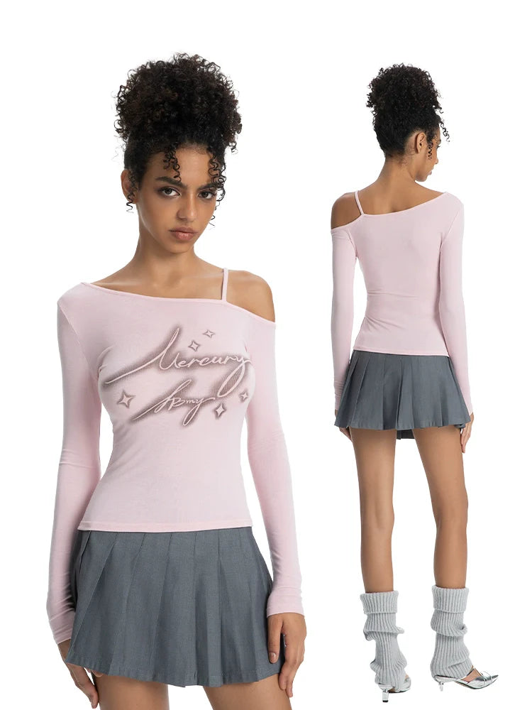 ABMY Slanted Shoulder High Elastic Breathable Suspender T-shirt