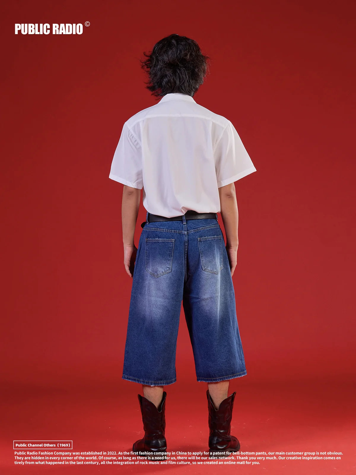 PUBLICRADIO Retro Washed Knee Denim Shorts