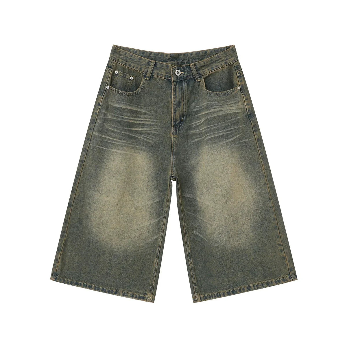 PUBLICRADIO Retro Washed Knee Denim Shorts