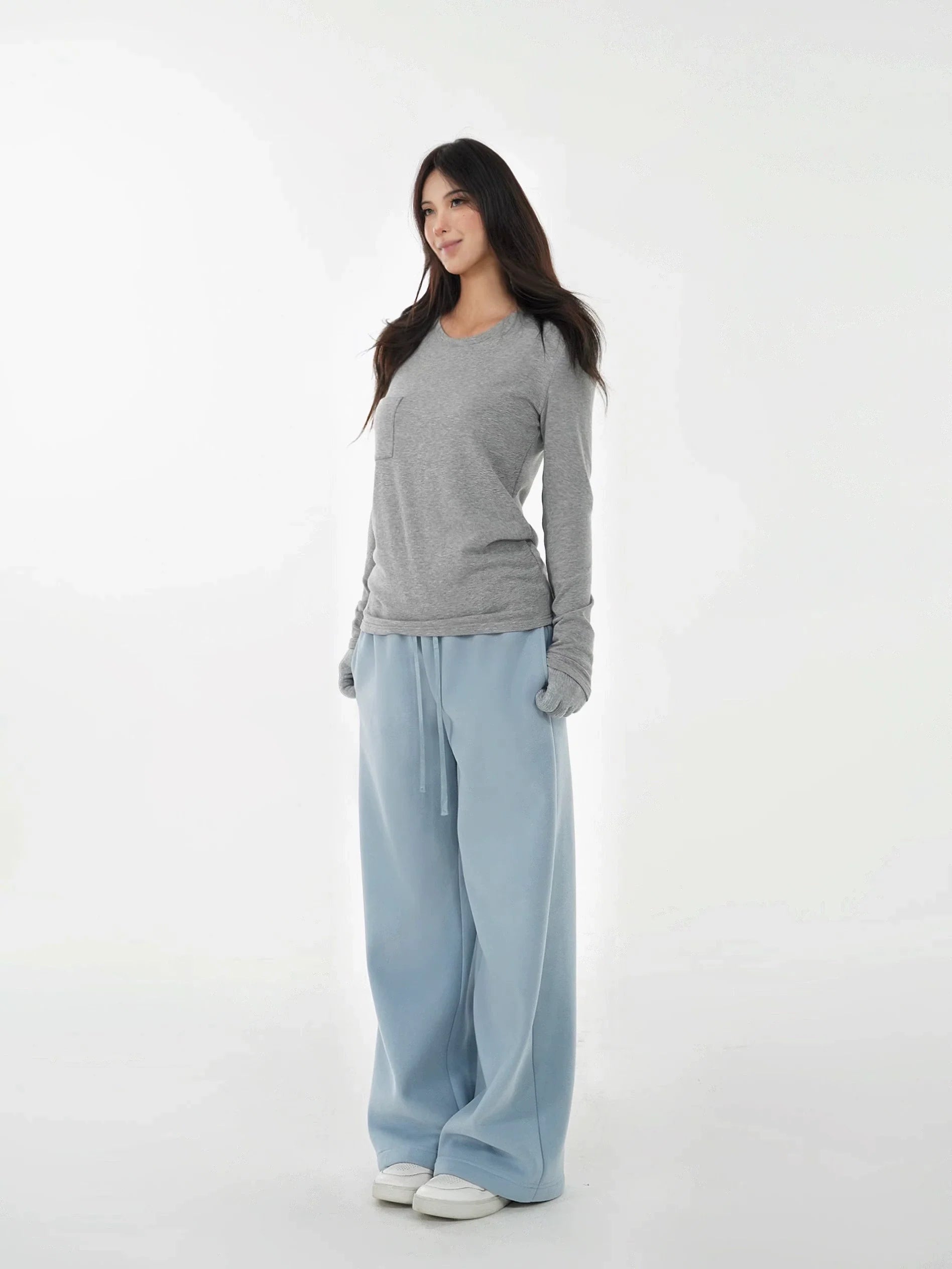 Jim Kennet Pocket Crew Neck Casual Long Sleeves
