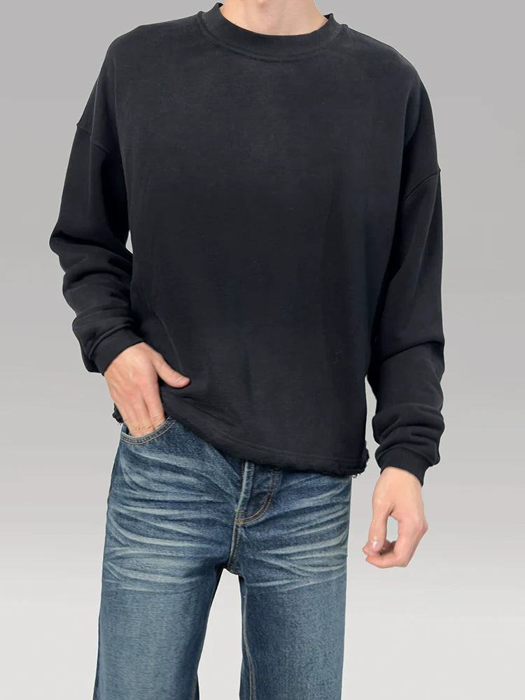 PLUS NO LOGO Old Damaged Hem Loose Edge Sweater