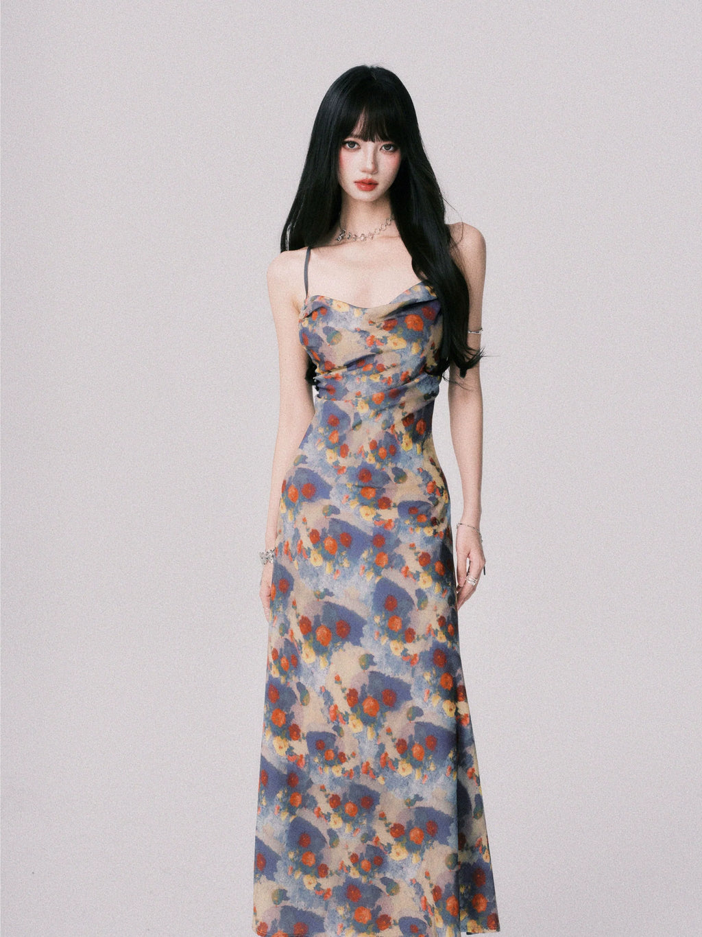 LULUSWINGS Smudge Print Swingneck Suspender Dress