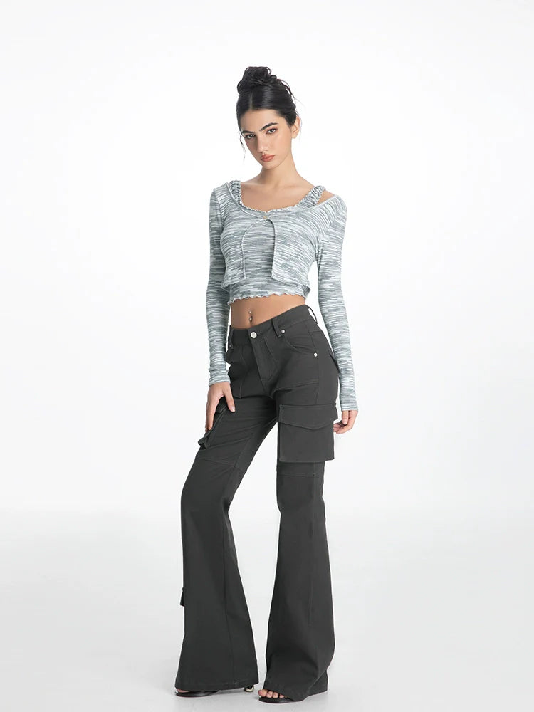 ABMY retro multi-pocket heavy industry micro-pull trousers