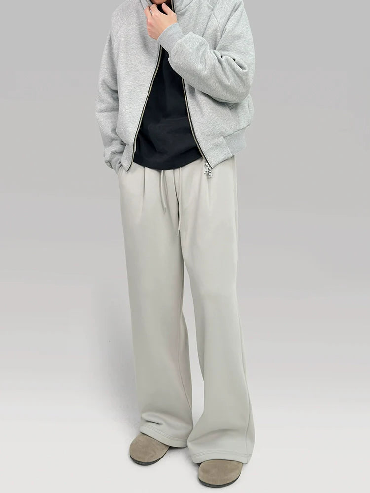 PLUS NO LOGO Loose Three-dimensional Pleated Straight Lazy Sweatpants