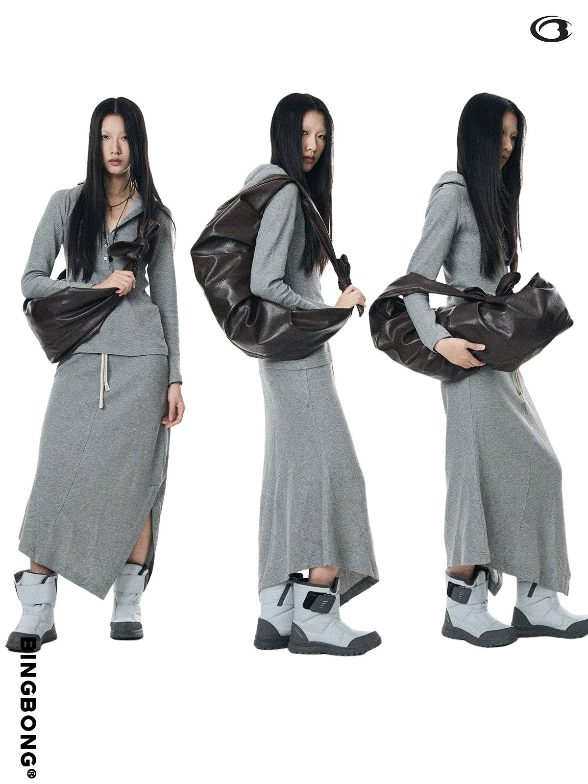 BINGBONG Simple Knotted Pleated Shoulder Messenger Bag