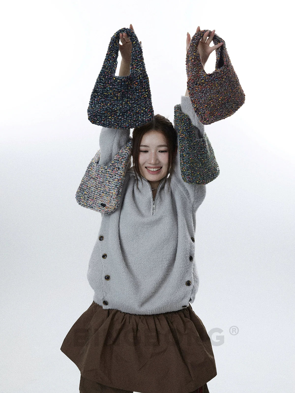 BINGBONG Hand-knitted Wool Retro Handbag