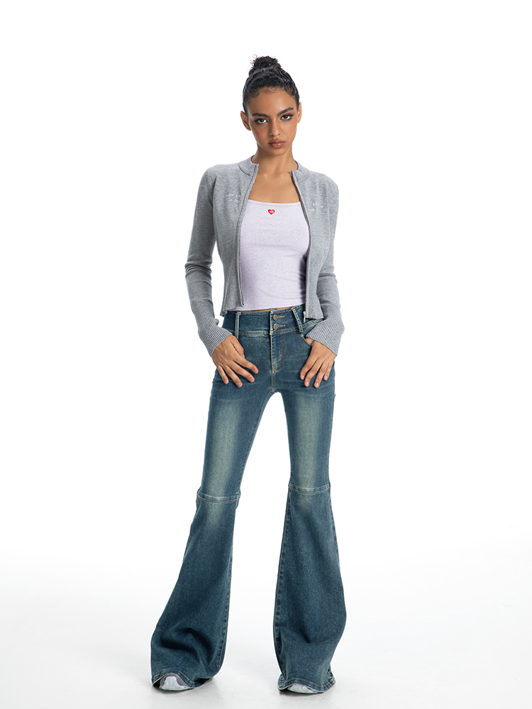 ABMY Washed Slim Fit Slim Small Flared Trousers