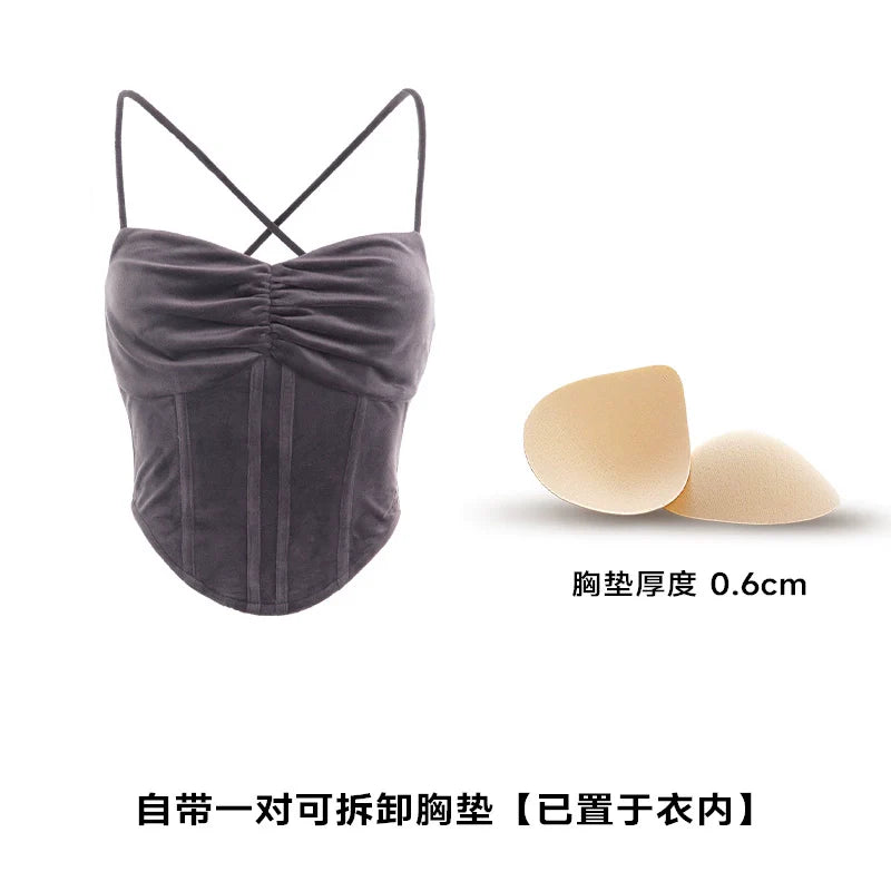 ABMY Fish Bone Waist Thin Velvet Sling