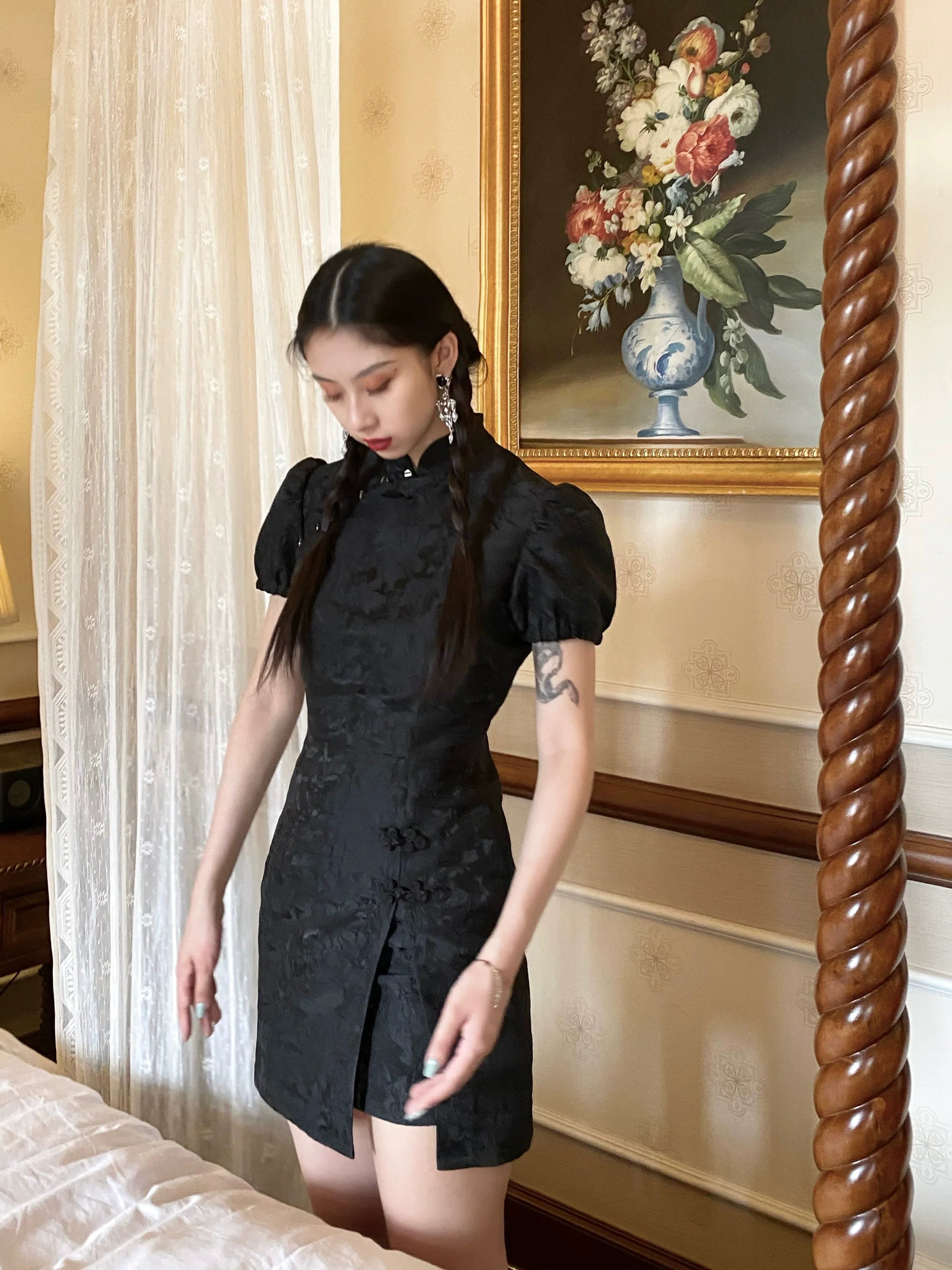 LULUSWINGS Chinese Style Three-dimensional Heavy Jacquard Slim Cheongsam