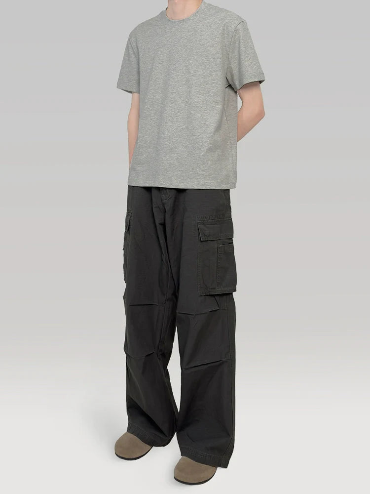 PLUS NO LOGO Washed Loose Wide-leg Cargo Pants