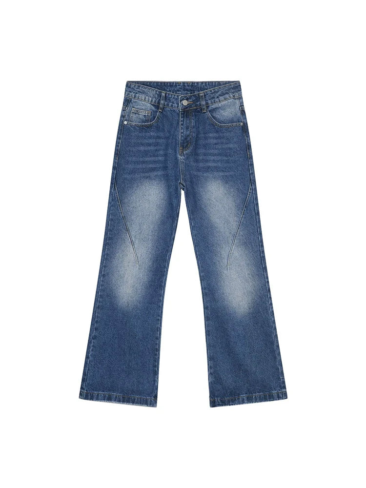 PUBLICRADIO Vintage Stitched Washed Denim Flared Pants
