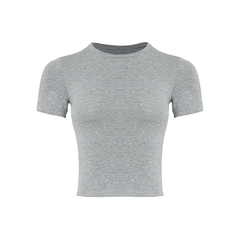 ABMY Crew Neck Front Shoulder Versatile Slim Waist Tee