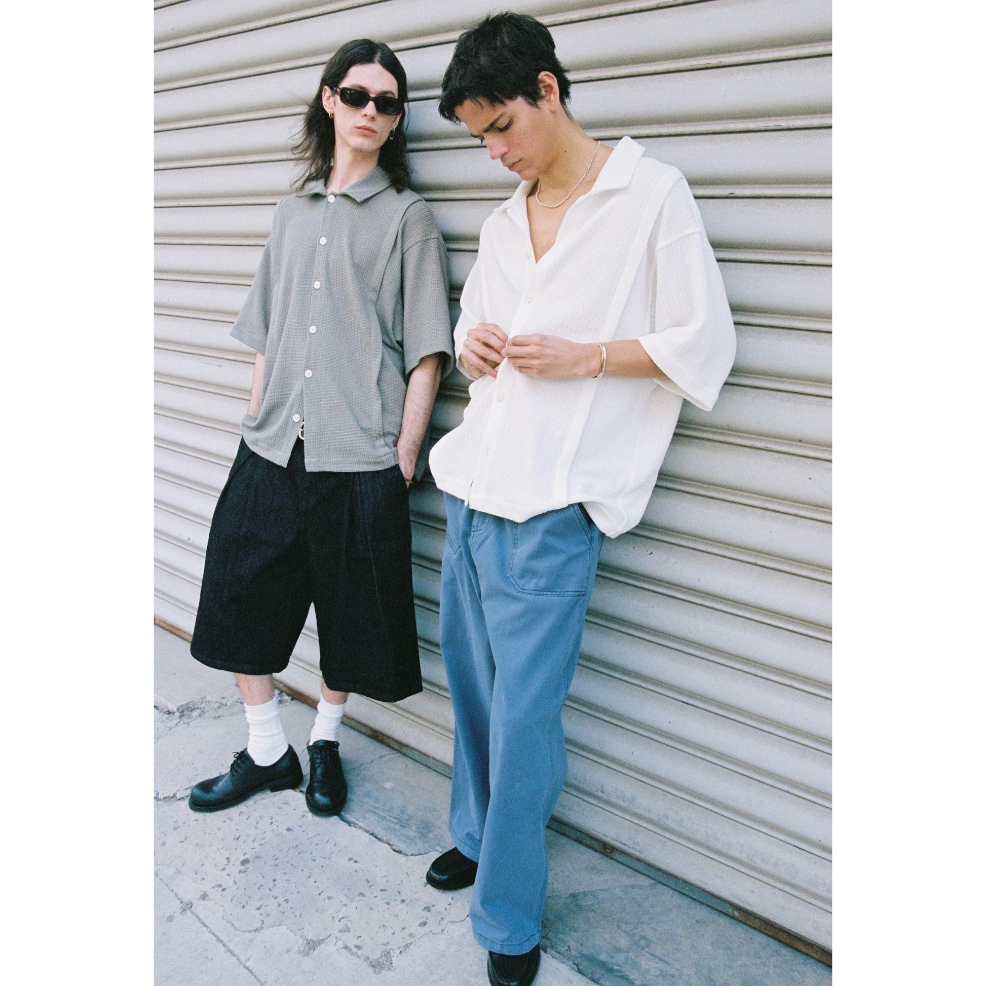 Anniehall Knitted Cardigan Checked Short Sleeve Shirt