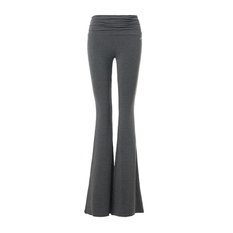 ABMY Skinny Elastic Low Waist Pleated Waist Flared Pants