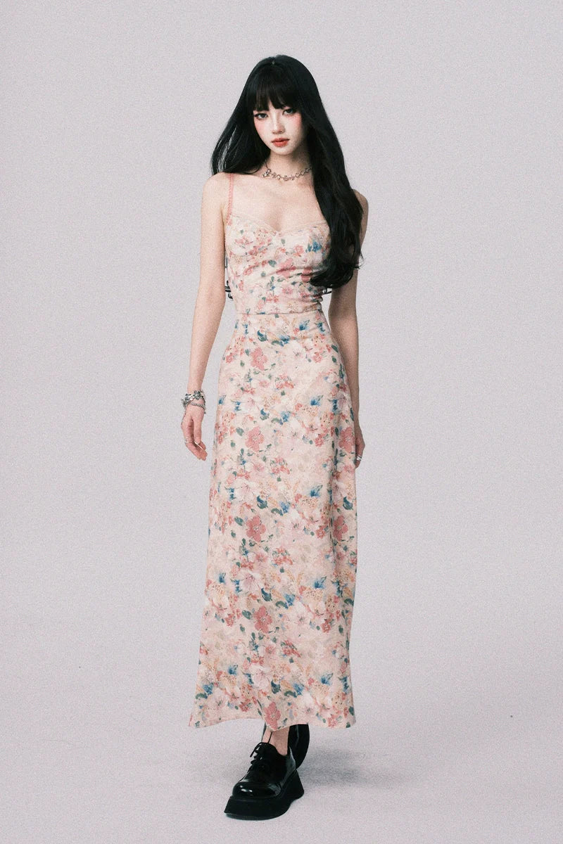 LULUSWINGS Holiday Floral Suspender Dress