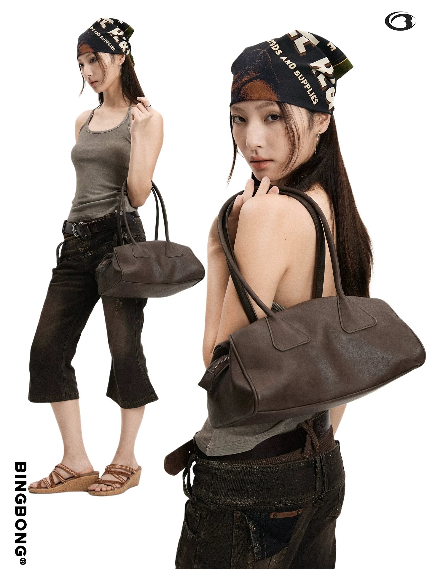BINGBONG Urban Simple Shoulder Portable Baguette Underarm Bag