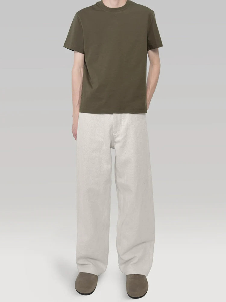 PLUS NO LOGO Linen Pants Loose Straight Trousers