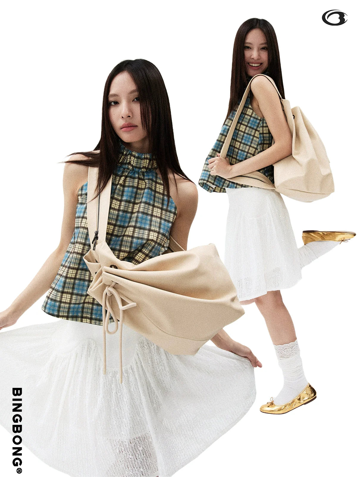 BINGBONG Simple Korean Drawstring Shoulder Backpack