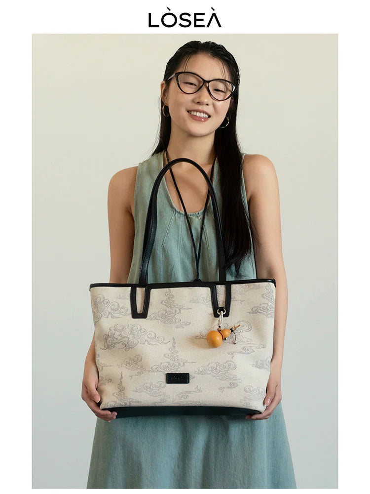 LOSEA Xiangyun Pattern Large Capacity Tote Bag
