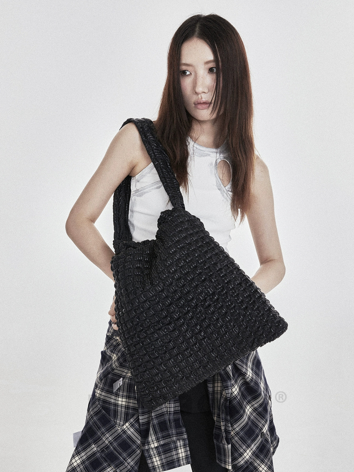 BINGBONG Large Capacity Bucket Folded Bag Ins Shoulder Big Bag