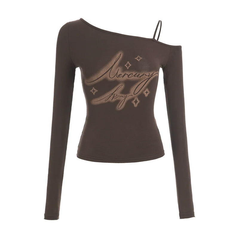 ABMY Slanted Shoulder High Elastic Breathable Suspender T-shirt