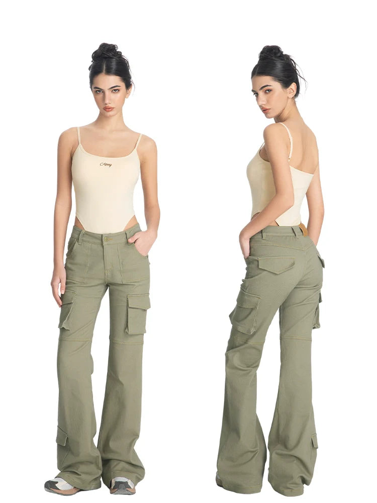 ABMY retro multi-pocket heavy industry micro-pull trousers