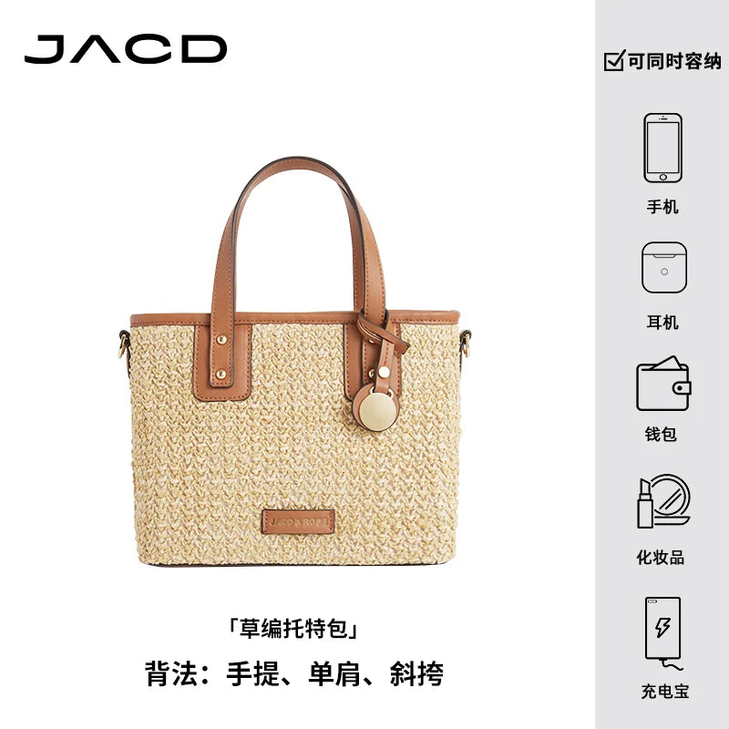 JACD Vacation Wind Woven Straw Bucket Bag