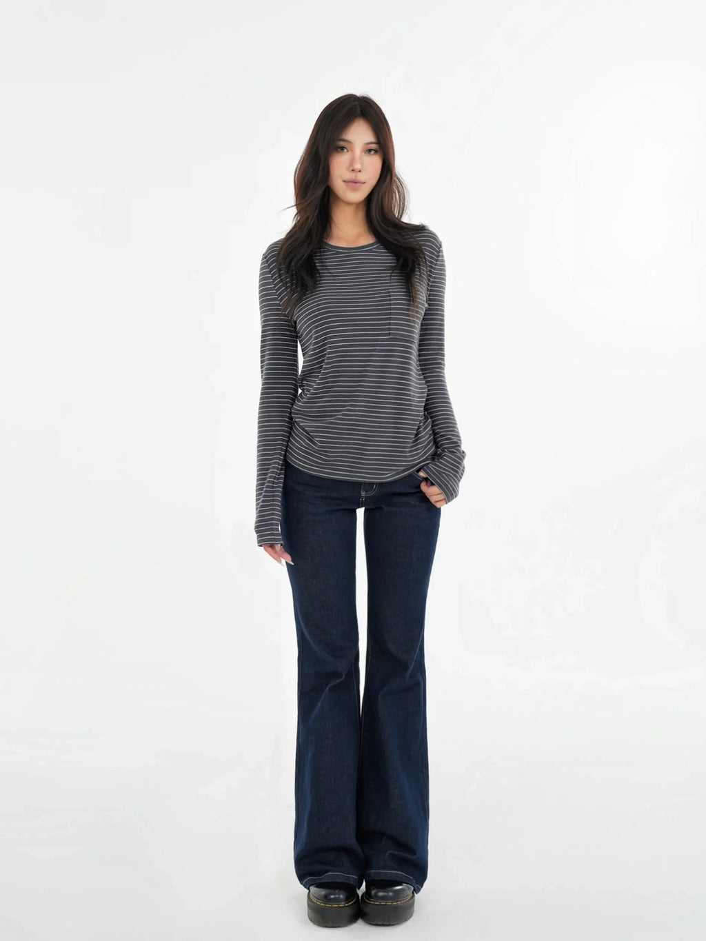 Jim Kennet Pocket Crew Neck Casual Long Sleeves