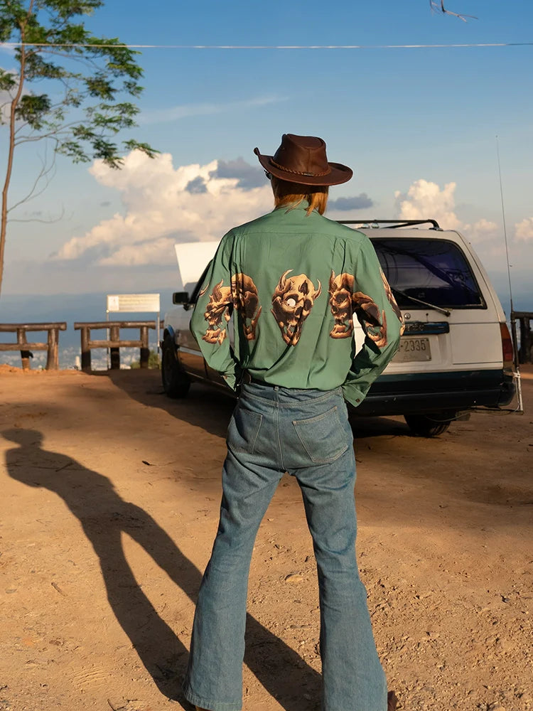 PUBLICRADIO Vintage Cuban Collar Long Sleeve Shirt