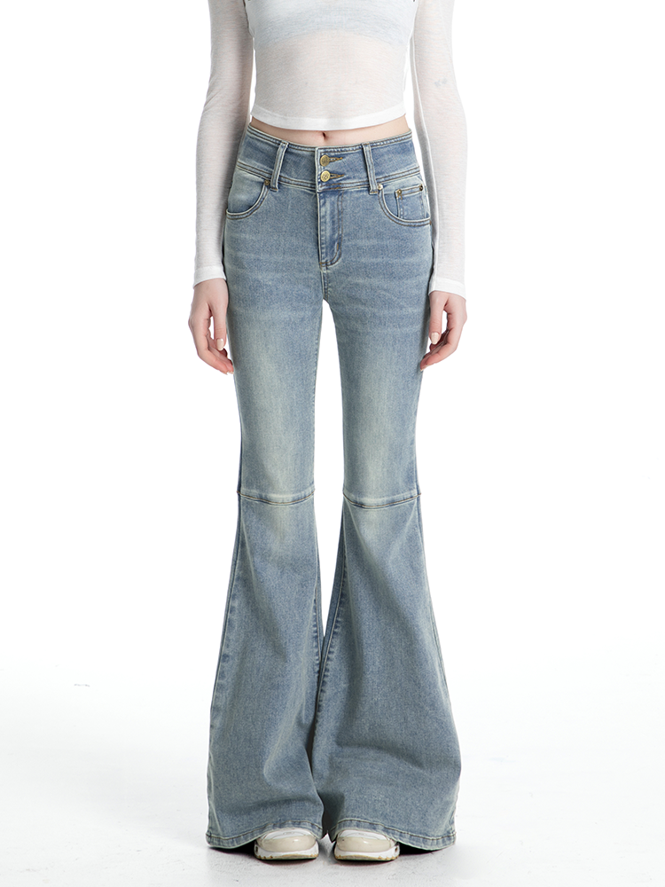 ABMY Washed Slim Fit Slim Small Flared Trousers