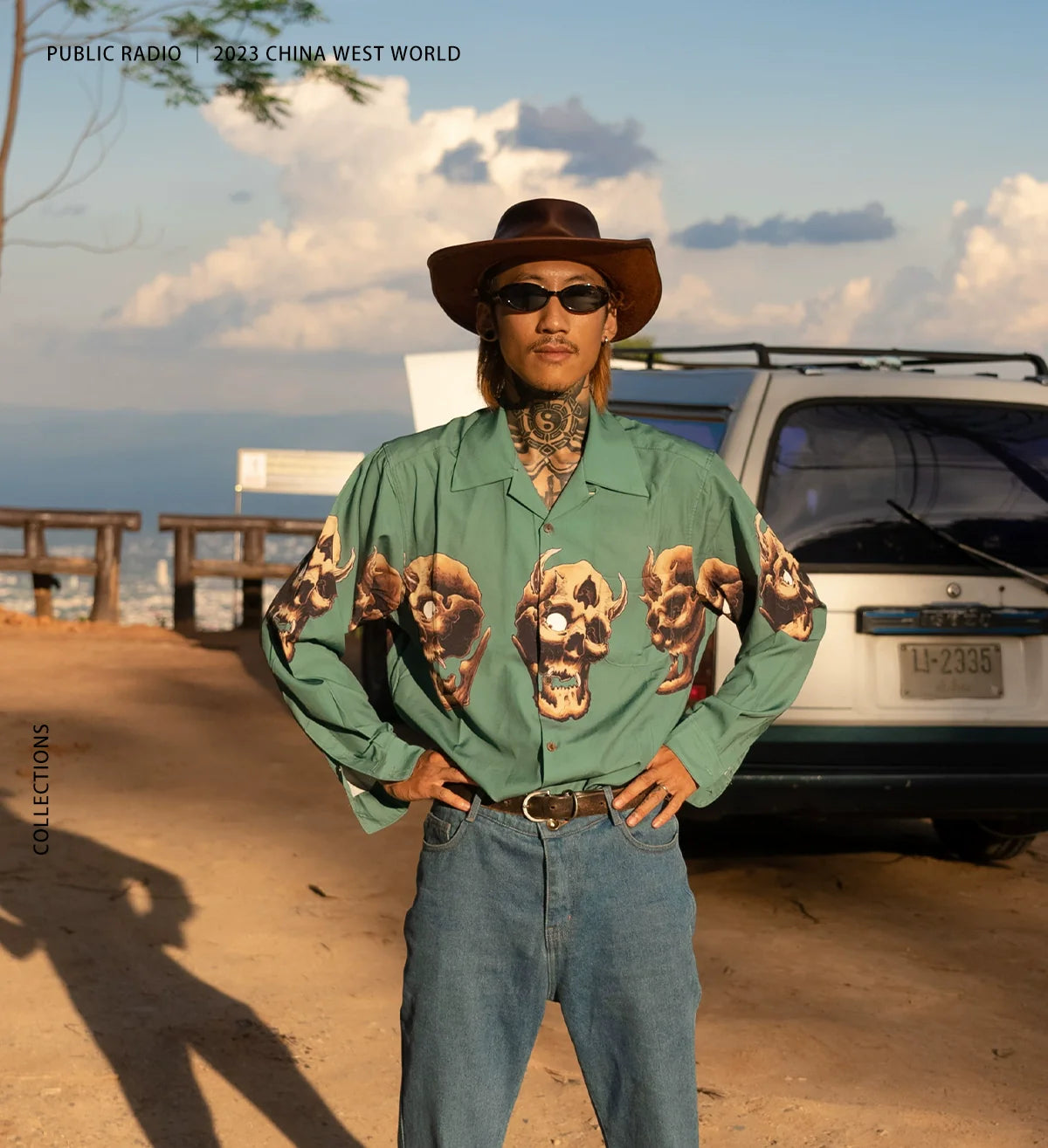 PUBLICRADIO Vintage Cuban Collar Long Sleeve Shirt