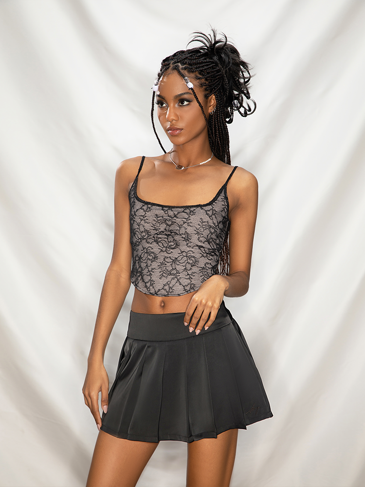 ABMY Vintage Spice Girl Lace Suspender Vest