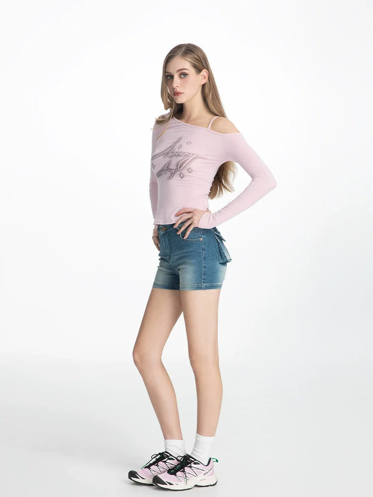 ABMY Hottie High Elastic Mid-rise Denim Shorts