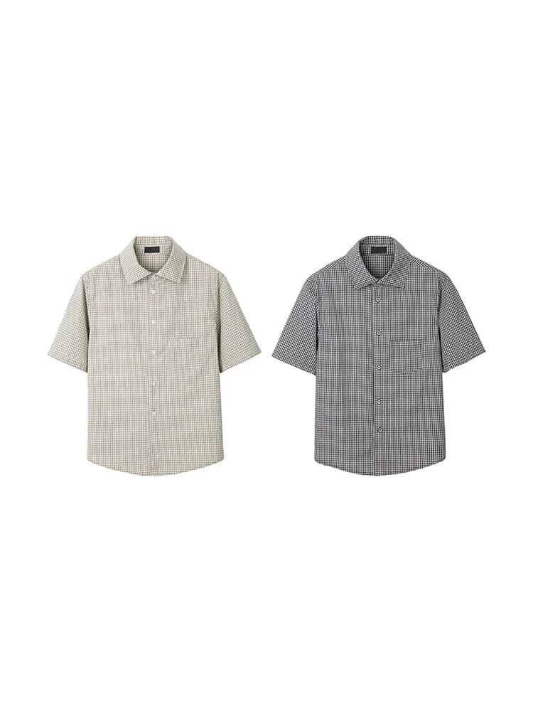 PLUS NO LOGO Versatile Plaid Short-sleeved Shirt